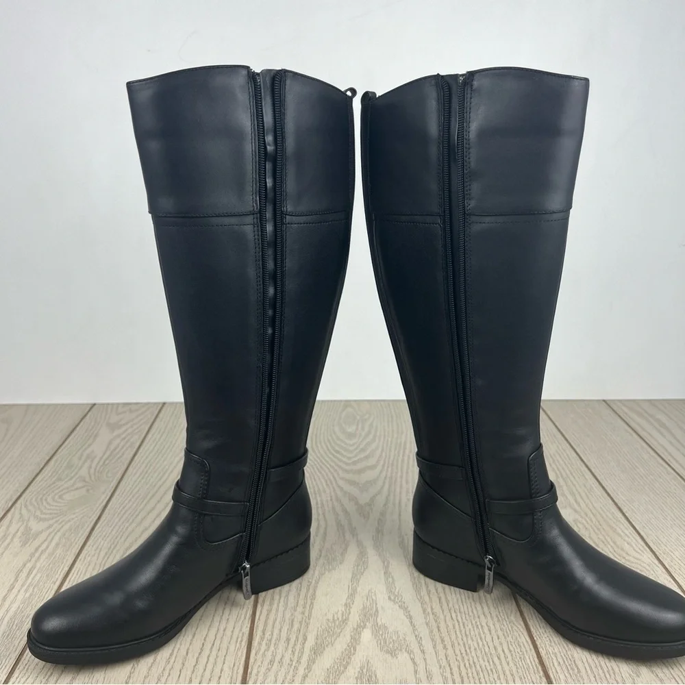 Easy Spirit Women's Leigh Leather Knee High Buckle Detail Boots 6.5M Black $189